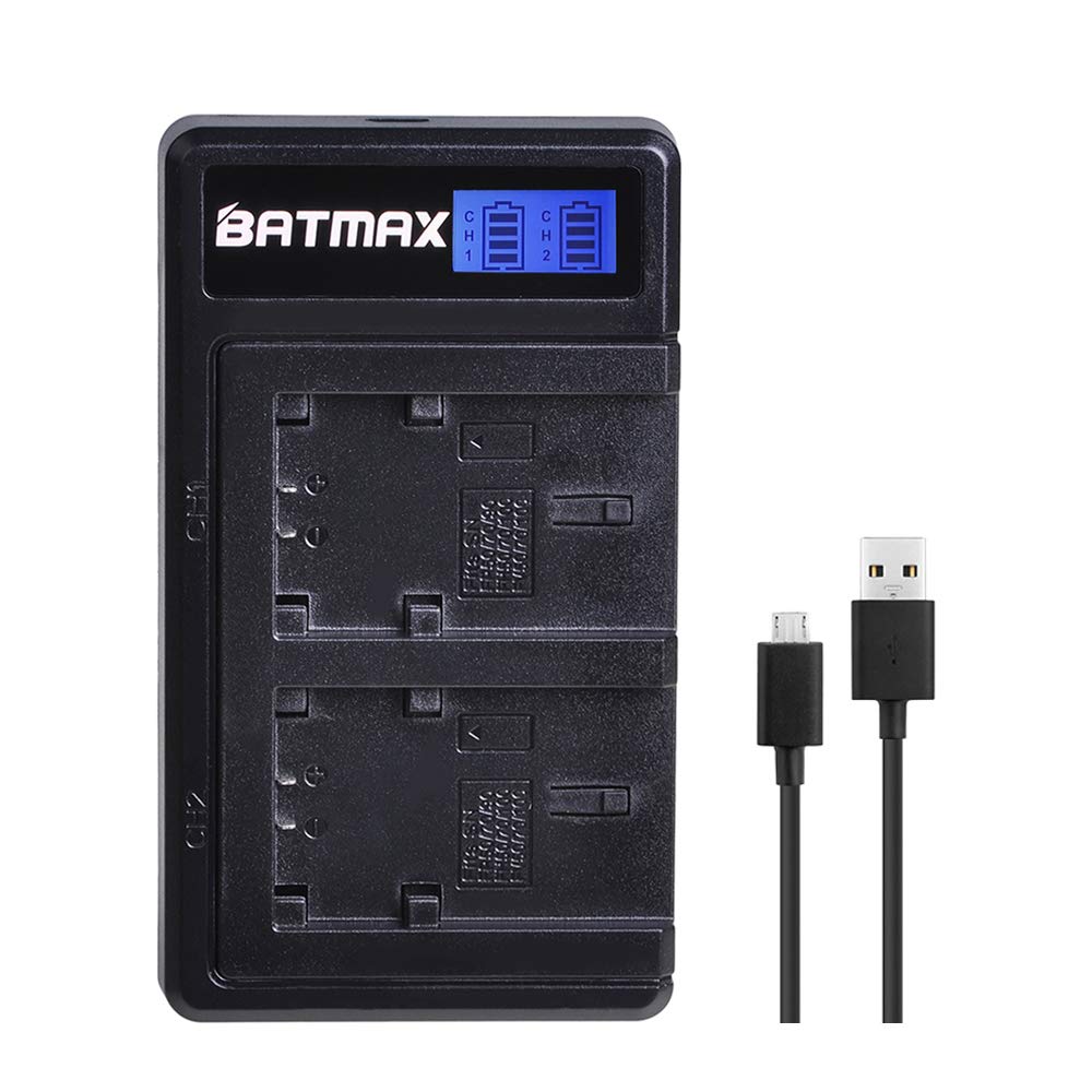 Batmax - 2 baterías NP-FV100 de 3900 mAh + cargador dual USB LCD para Sony NP-FV100A; DCR-SR15, SR21, SR68, SX44, SX85, FDR-AX100, HDR-CX110, HDR-XR160, HDR-CX360V, CX560V, CX10V 7 V, V, HDHDHDHDR-P