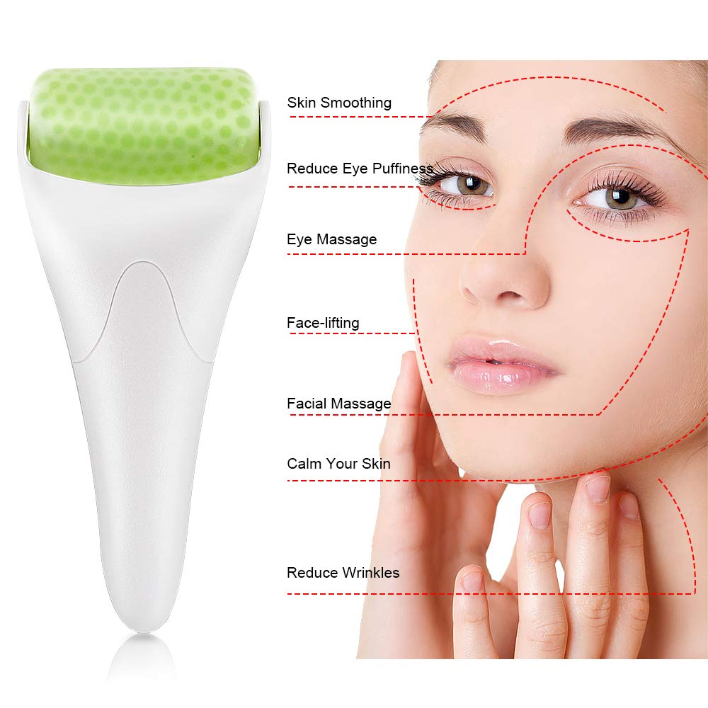 Rodillo de hielo BFASU para aliviar la hinchazón de la cara y los ojos, para aliviar la migraña, rodillo facial de hielo para mujeres, masajeador facial, lesiones menores, alivio de dolores de cabeza, producto antiarrugas para el cuidado de la piel