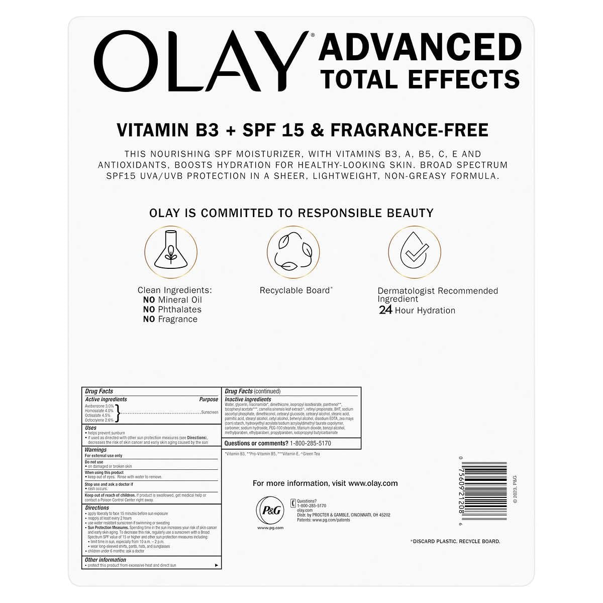 Olay Crema hidratante Advanced Total Effects FPS 15, 3,4 fl oz