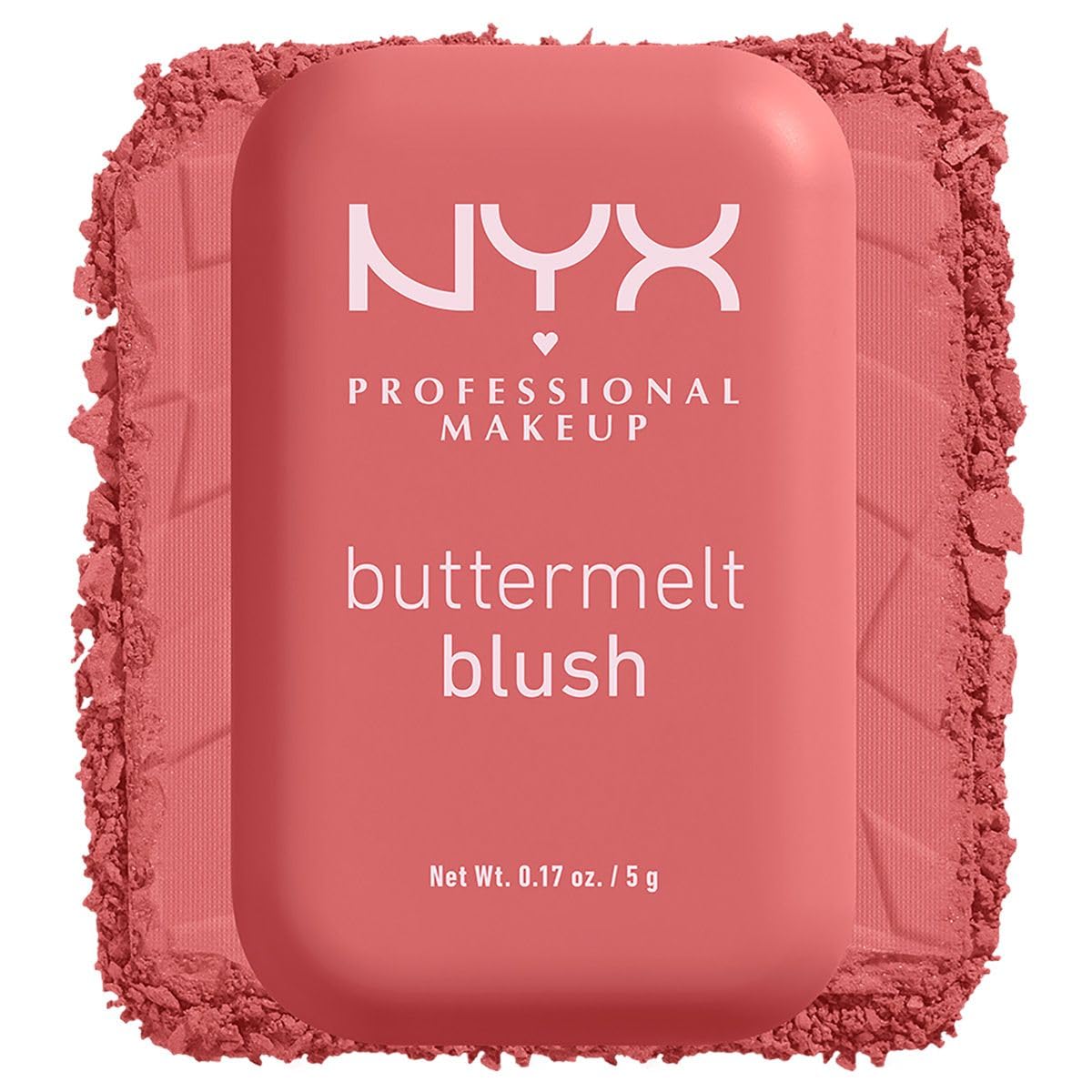 NYX Professional Makeup, Buttermelt Blush, Tono: Feeling Butta (rosa oscuro). Rubor cremoso en polvo infusionado con manteca de karité, mango y almendras, hasta 12hrs de uso, no se desvanece, resistente a transferencias. Fórmula vegana.
