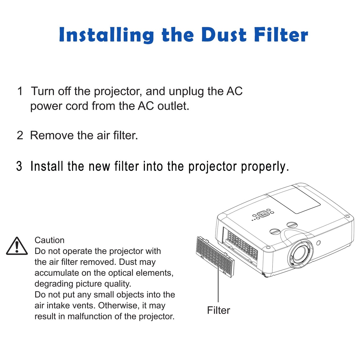 KhotIlong - Filtro de repuesto para proyector, compatible con InFocus IN1004, IN1014, IN1024, IN1034, IN1044, IN1026, IN1036, IN1046, IN1029, IN1039, IN1049, IN1059 Proyector. (2 paquetes)