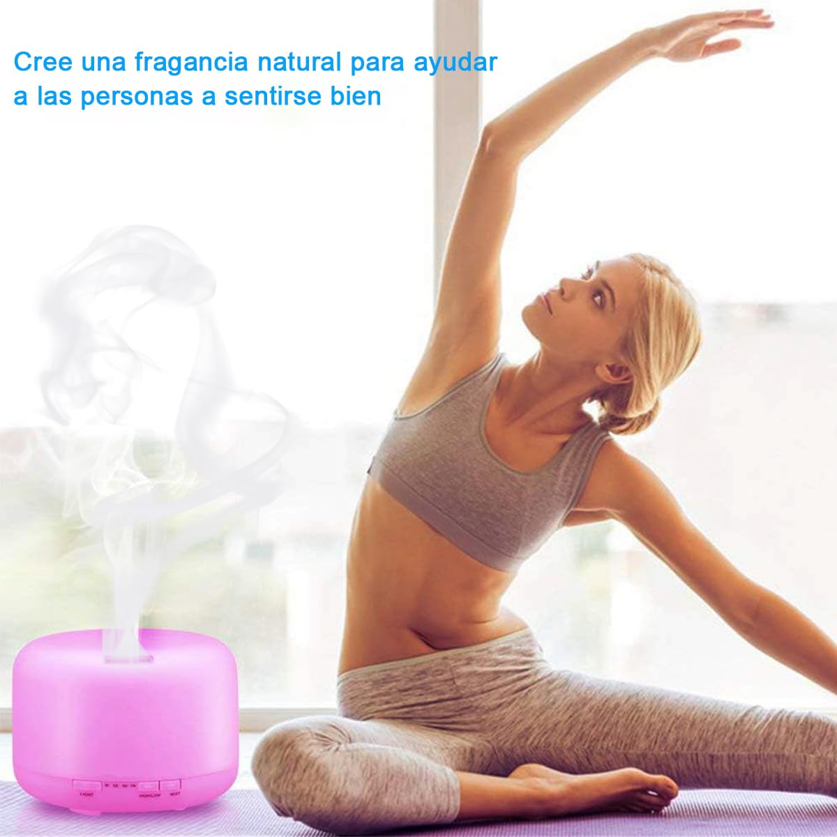 Salandens Difusor De Aceites Esenciales 500ML, Humidificador con 6 Esencias,Difusor De Aromas con 7 Colores De Luz Led,2 Niveles De Niebla,Control Remoto.