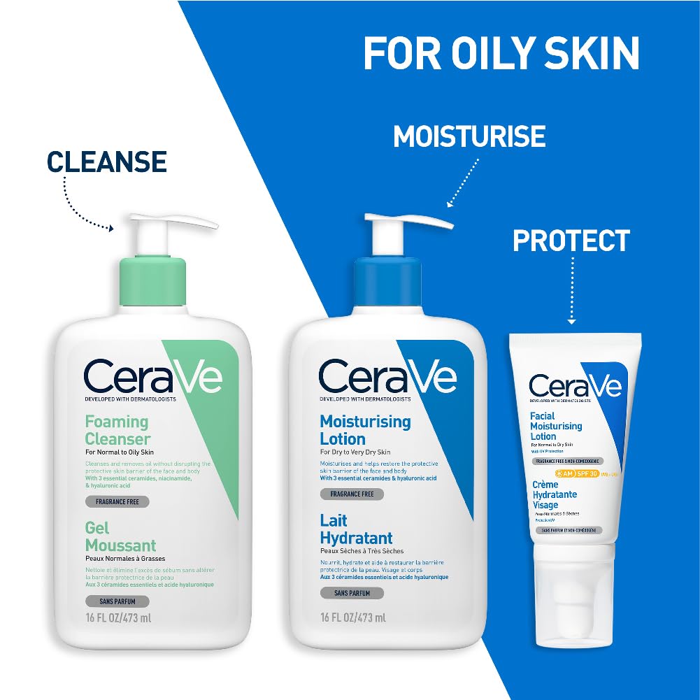 CeraVe Gel Limpiador Espumoso Diario para Piel Mixta, Grasa o con Acné 473ml