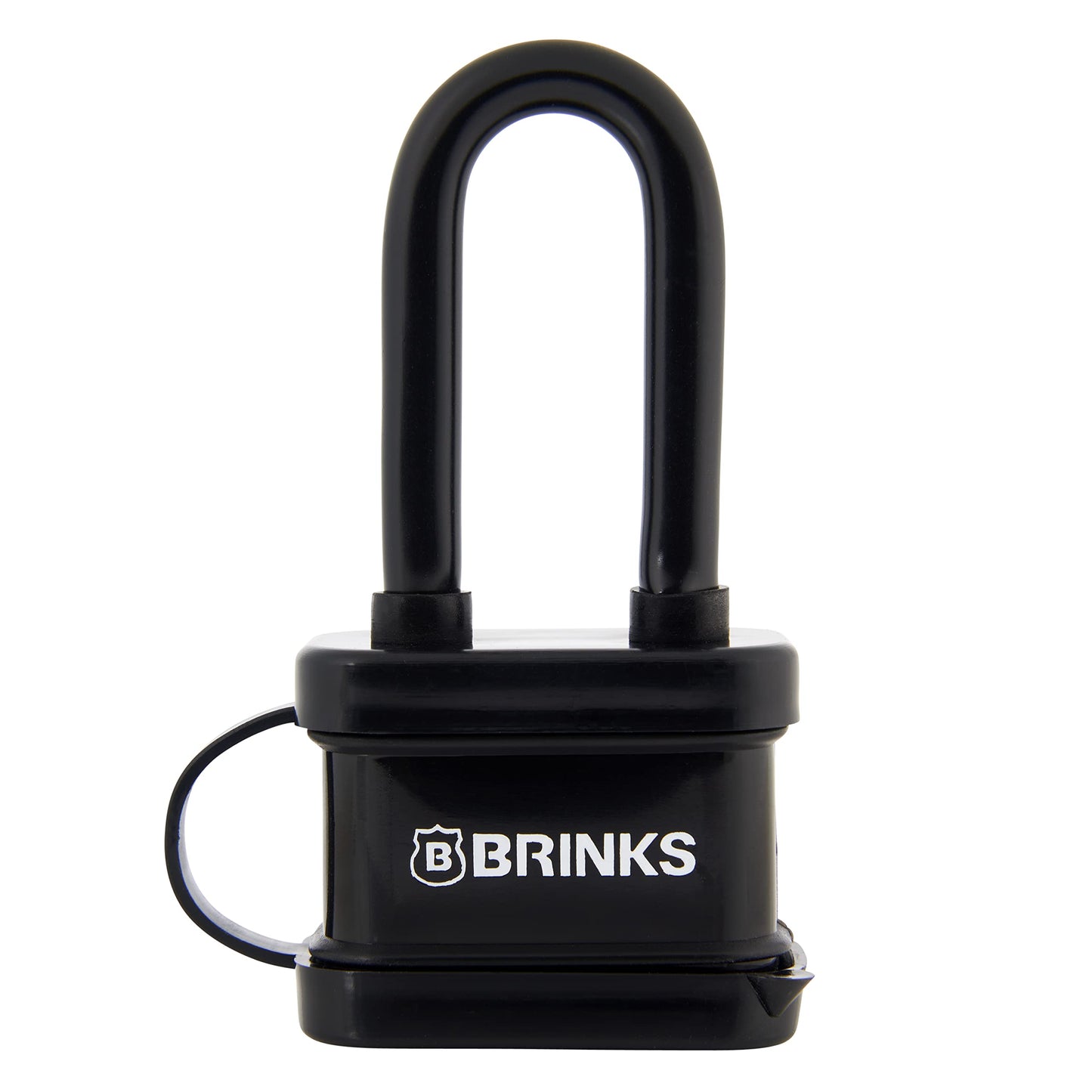 BRINKS - Candado de acero laminado de 40 mm resistente a la intemperie con grillete de 2 pulgadas, envuelto en vinilo y chapado en cromo con grillete de acero endurecido, 172-42051, negro