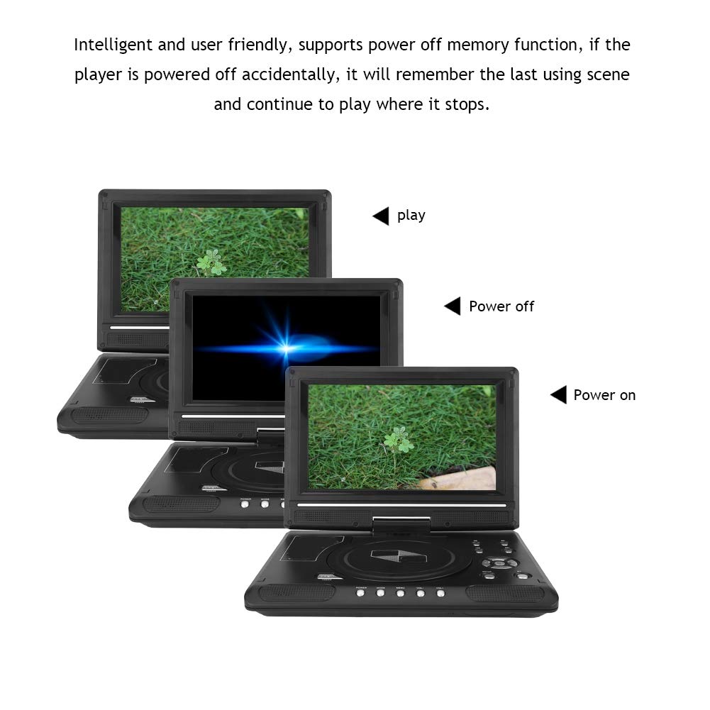Bewinner 9.8 '' LCD DVD Player, 3in1 HD Reproductor de DVD portátil (Receptor de Radio DVD/TV/FM), 270 girados de Manera Flexible Reproductor de DVD CD Adecuado para Hogar, Coche, Camping