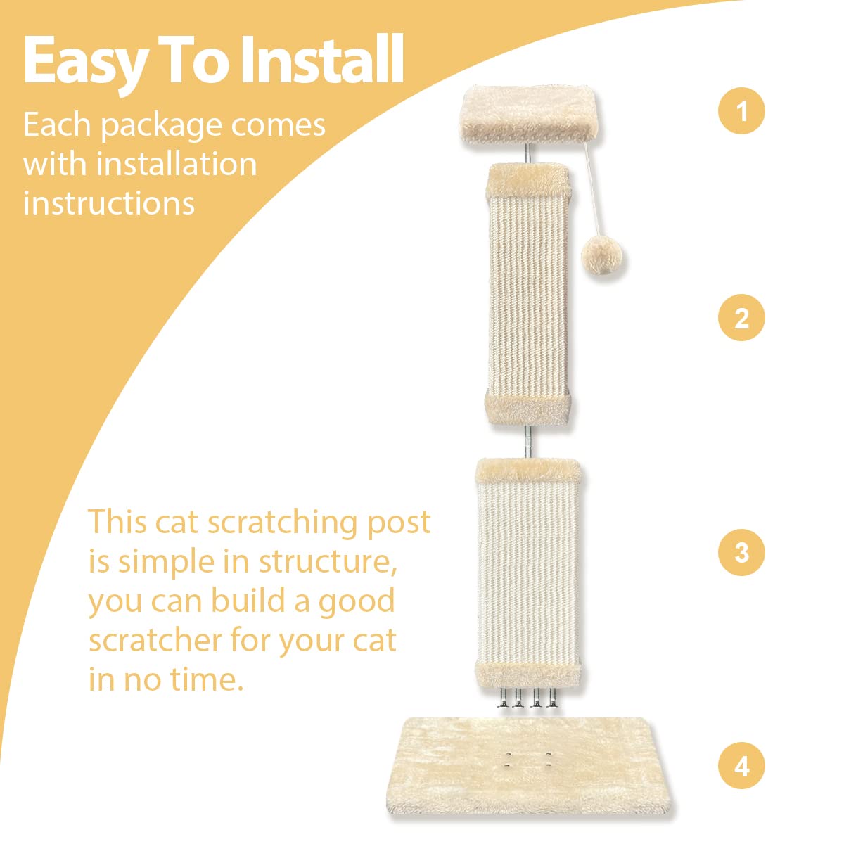 AGYM Poste rascador para gatos, 31 pulgadas de alto tamaño para gatos y gatitos adultos, sisal natural moderno rascador para gatos, torre para gatos protege muebles y ejercita a tus gatos
