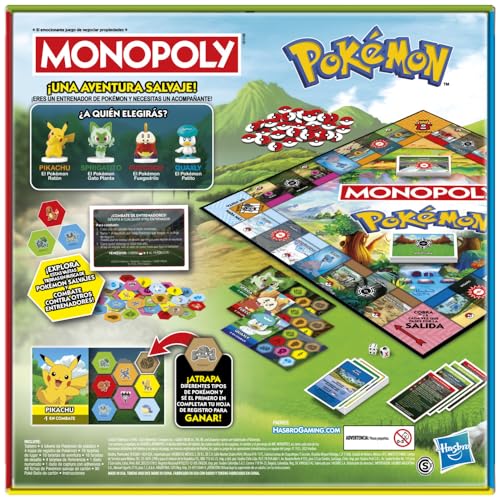 Hasbro Gaming Juego de Mesa Monopoly Edición Pokémon | De 2 a 4 Jugadores