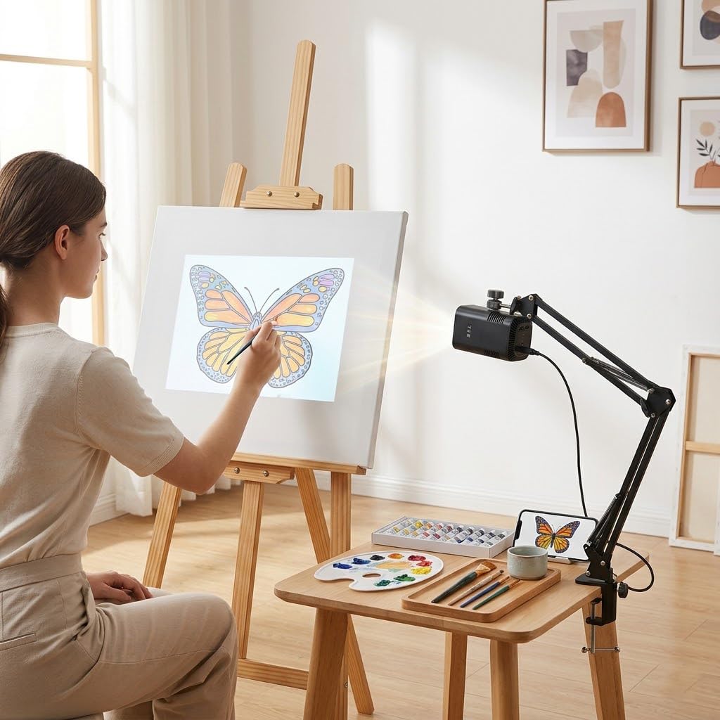Proyector de arte para trazar, dibujo de arte inteligente, pintura de imagen, proyector óptico con soporte, lona de pared de computadora para artistas y niños