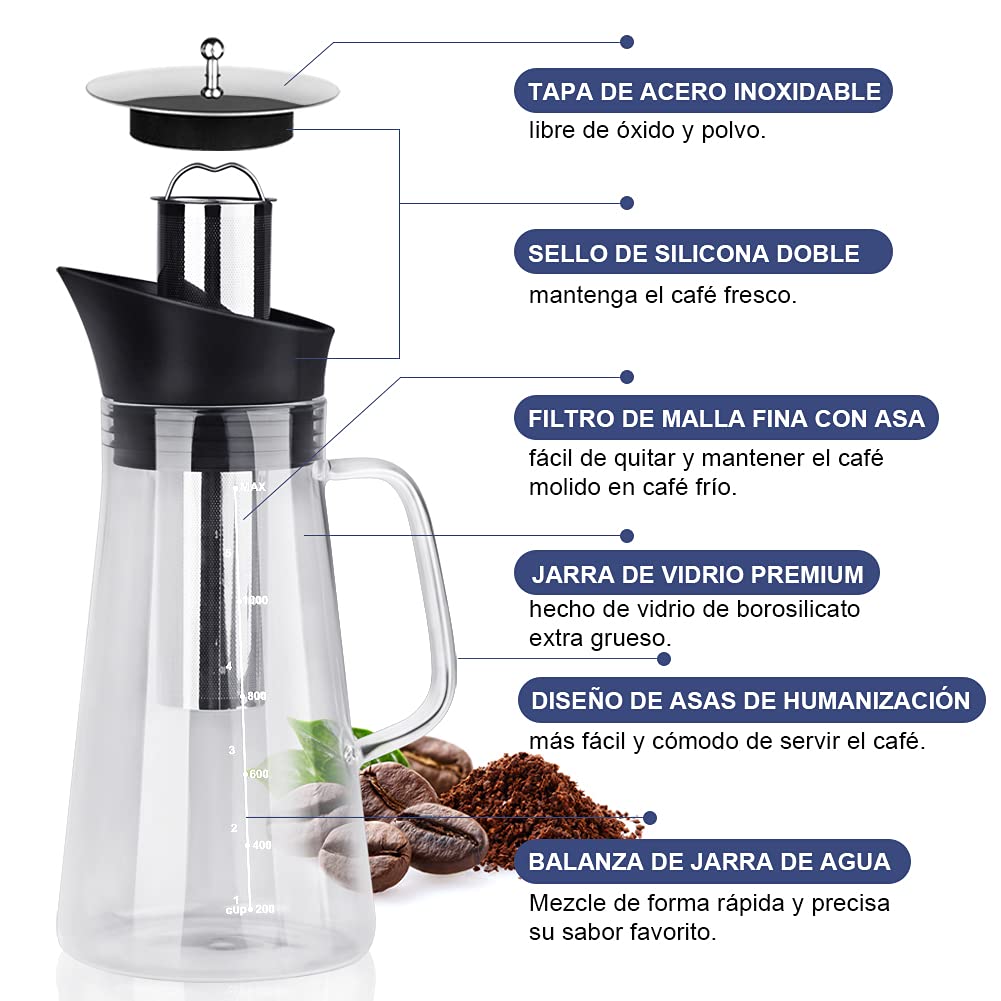Cafetera SKM-MX Acero Inoxidable Vidrio con Filtro Extraíble Hermética 1.2L