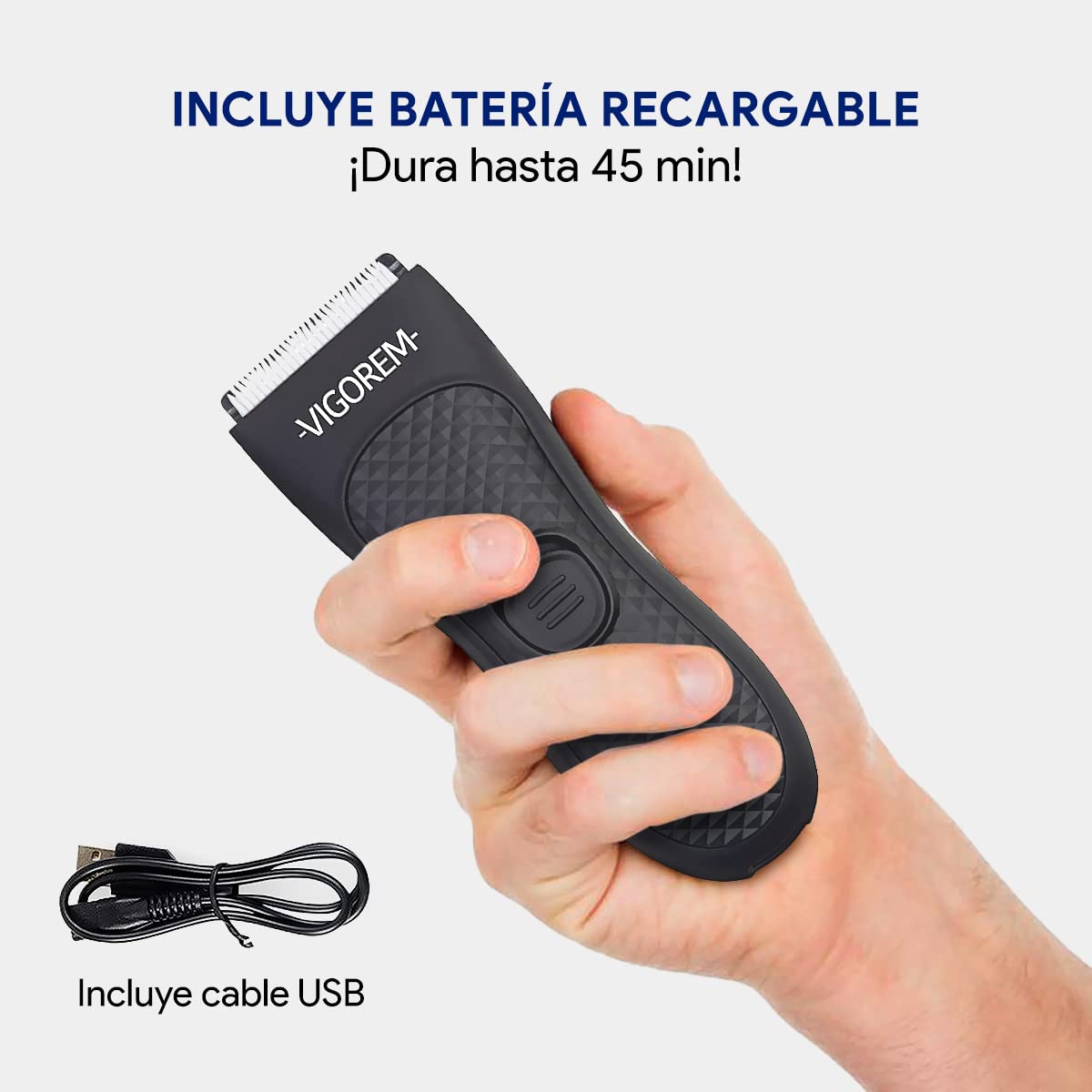 VIGOREM Light Rasuradora para hombre corporal y zonas íntimas,Impermeable grado IPX-6,cuchillas de cerámica anticorte diseño compacto ideal para viajar y llevar a todos lados