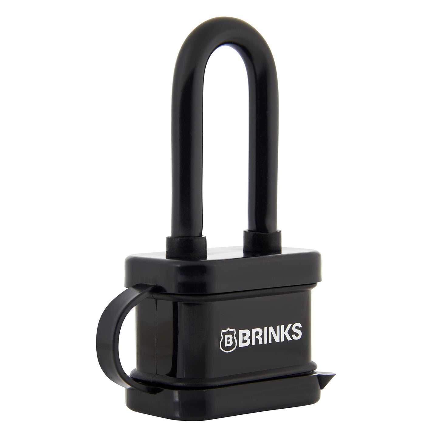 BRINKS - Candado de acero laminado de 40 mm resistente a la intemperie con grillete de 2 pulgadas, envuelto en vinilo y chapado en cromo con grillete de acero endurecido, 172-42051, negro