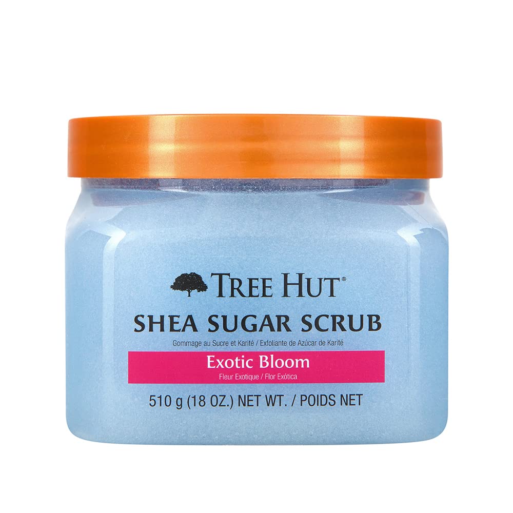 TREE HUT, Watermelon Shea Sugar Scrub, Exfoliante Corporal de Azúcar Natural con Manteca de Karité y Esencia de Sandía, 510 gramos + TREE HUT, Exotic Bloom Shea Sugar Scrub, 510 gramos