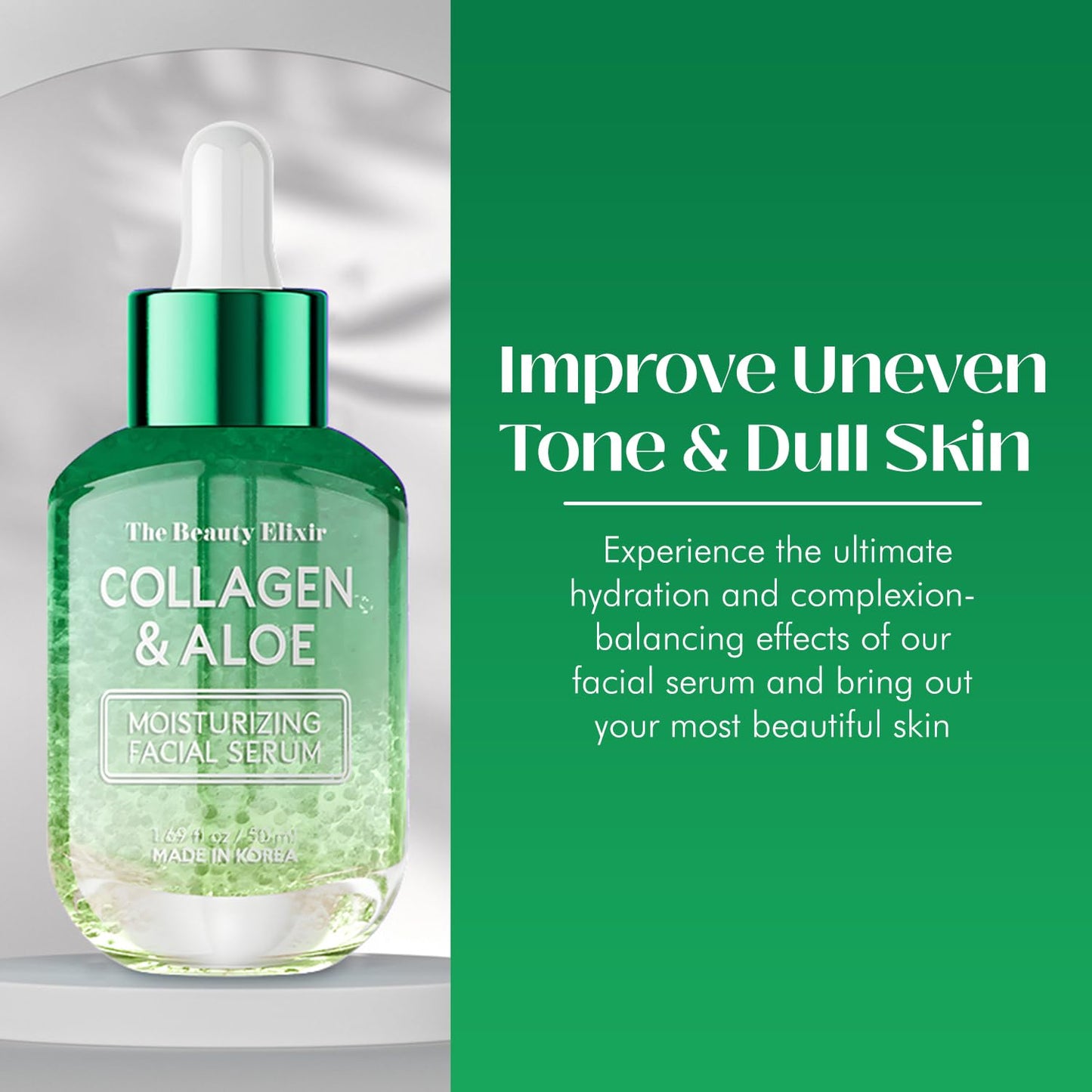 Suero Facial Beauty Elixir Aloe y Colágeno Tratamiento Antienvejecimiento e Hidratante Reafirmante Coreano Limpio