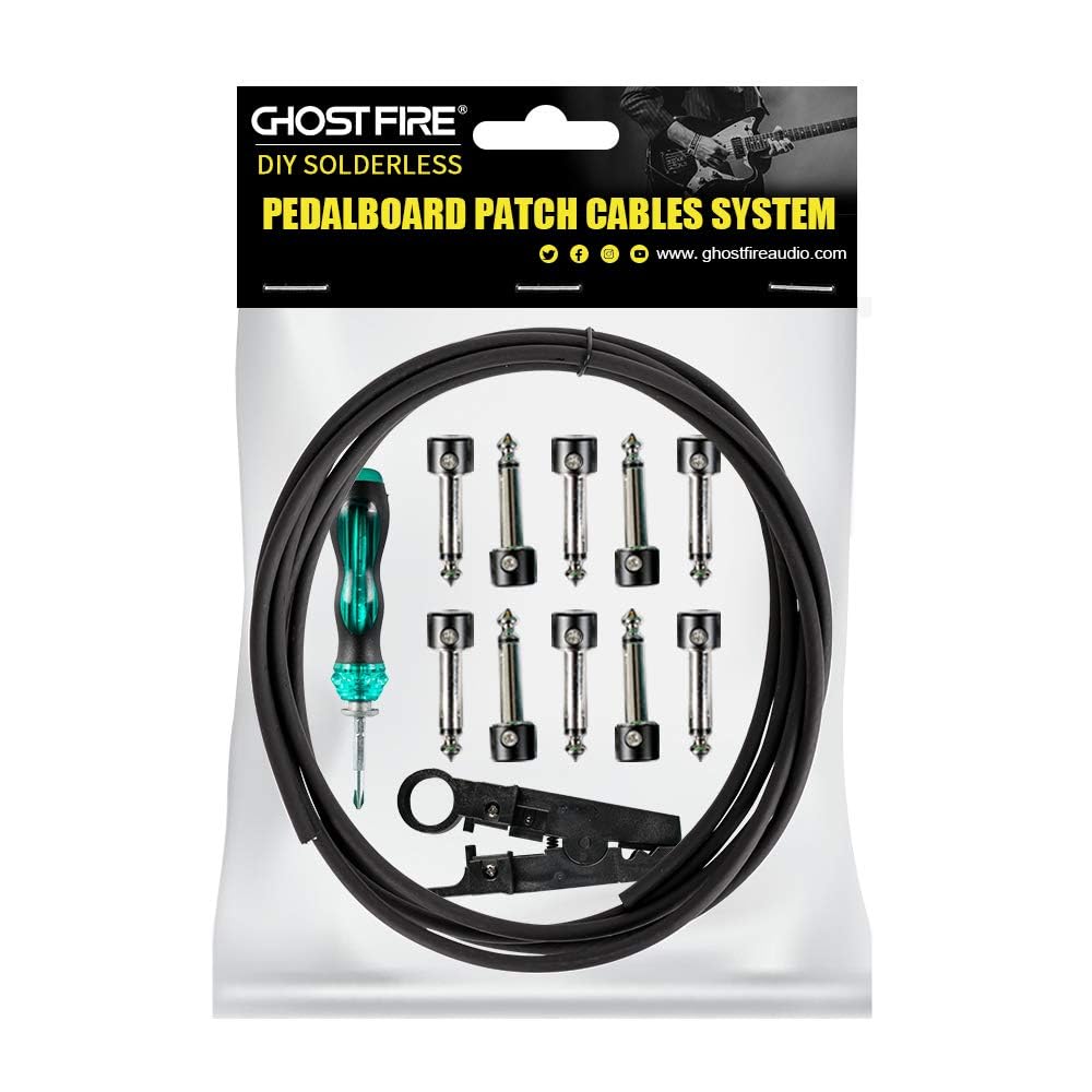 GHOSTFIRE Kit de cable pedalera sin soldadura, 6.5 pies, 10 conectores D-sub macho a macho, compatible con bajo, pedales de guitarra eléctrica, amplificadores y efectos rack