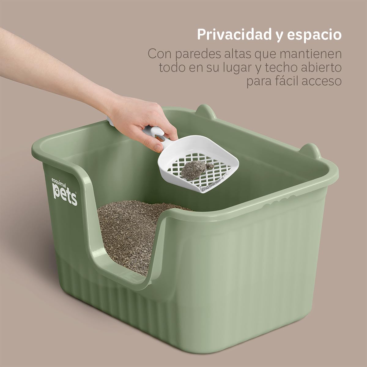 Arenero para Gato ESQUIMAL Verde con Paredes Altas y Pala