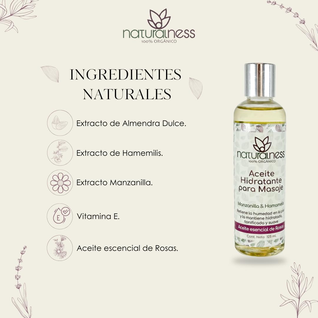 Aceite para Masaje Naturalness Rosas Extractos Herbales Naturales