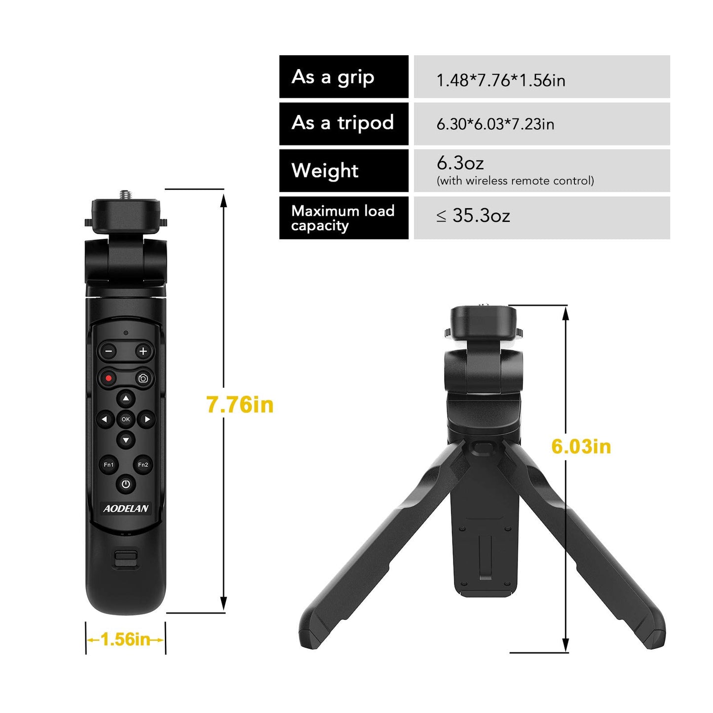 AODELAN - Trípode de agarre para cámara, mini agarre de mano, trípodes de viaje con control remoto inalámbrico para Nikon Z fc COOLPIX P1000 P950 B600 A1000 Z50