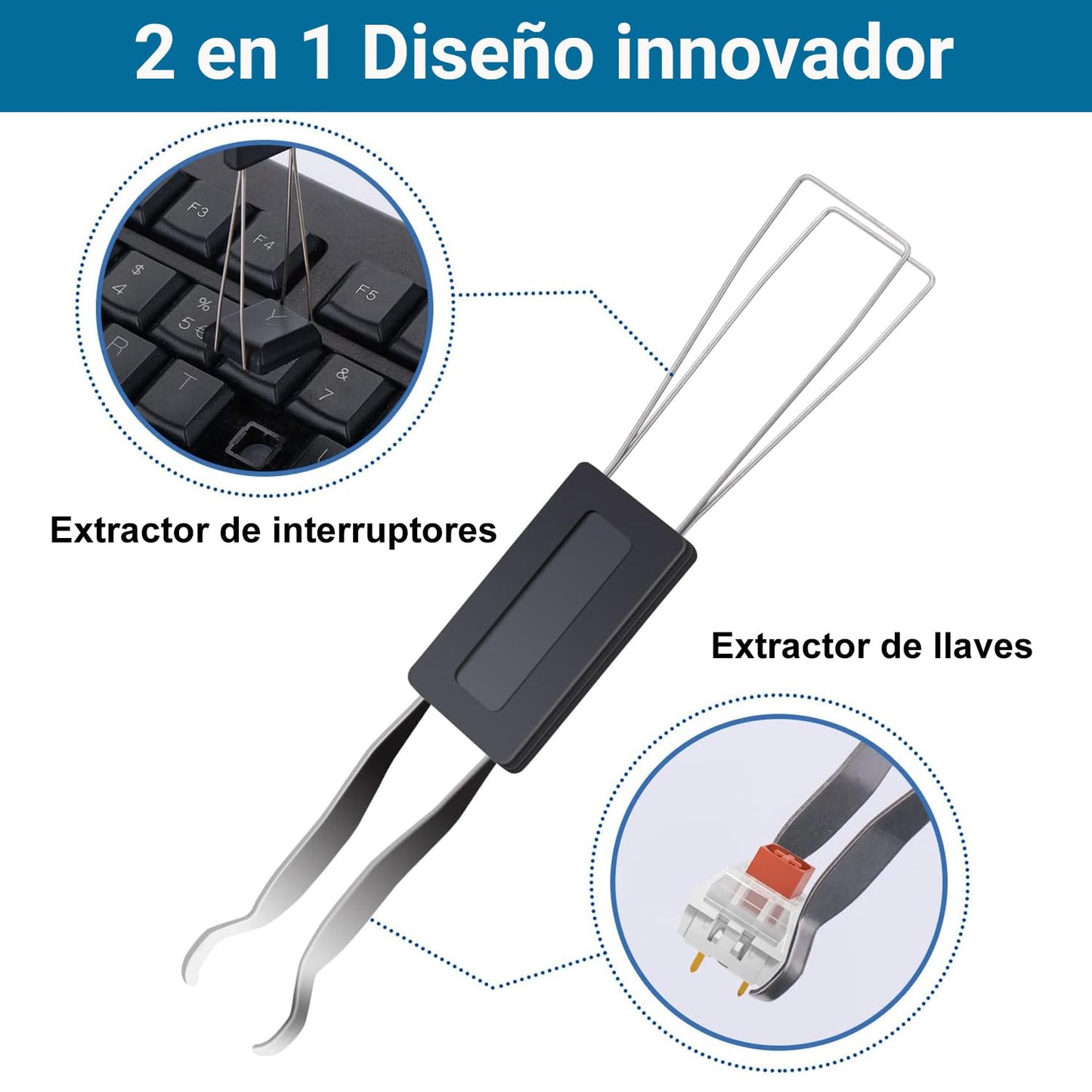 3PCS Extractores de Teclado, Cepillo de Limpieza de Teclado, Extractor de Teclado de Acero Inoxidable, Extractor de Teclado de Ordenador y Herramienta de Limpieza de Teclado (Negro)