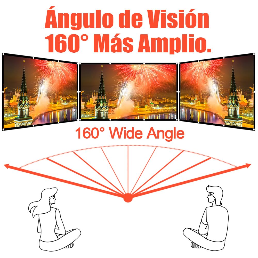 Visualización de Proyección de 120 Pulgadas,16:9 HD Pantalla de Proyector Portátil,Visualización de Proyector de Doble Cara,Pantalla de Cine Plegable para Camping,Cine en Casa,Oficina (120Pulgadas)