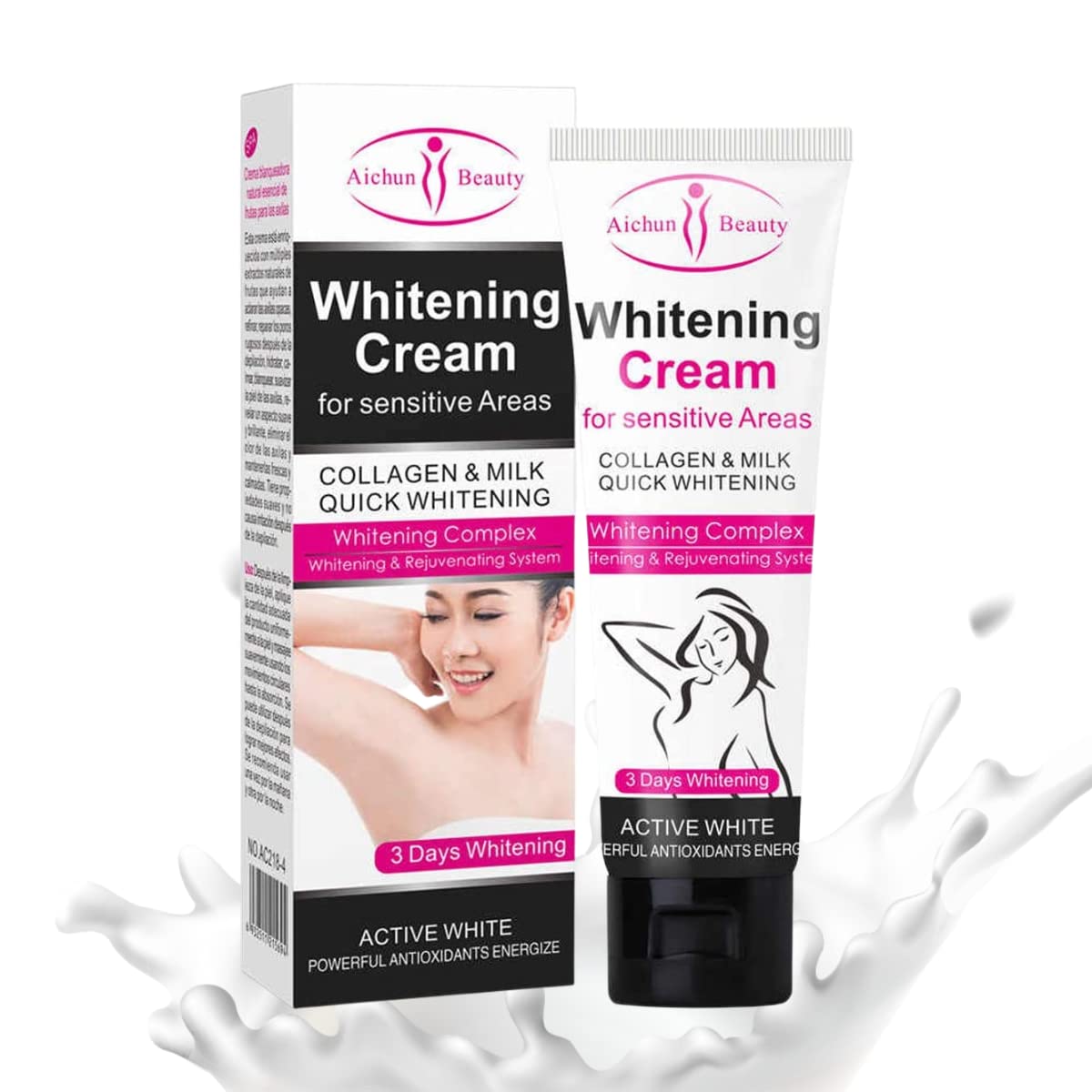 Conjunto Aclarante de Colágeno para Rostro y Axilas de Aichun Beauty - Kit Facial y Corporal de 3 Piezas