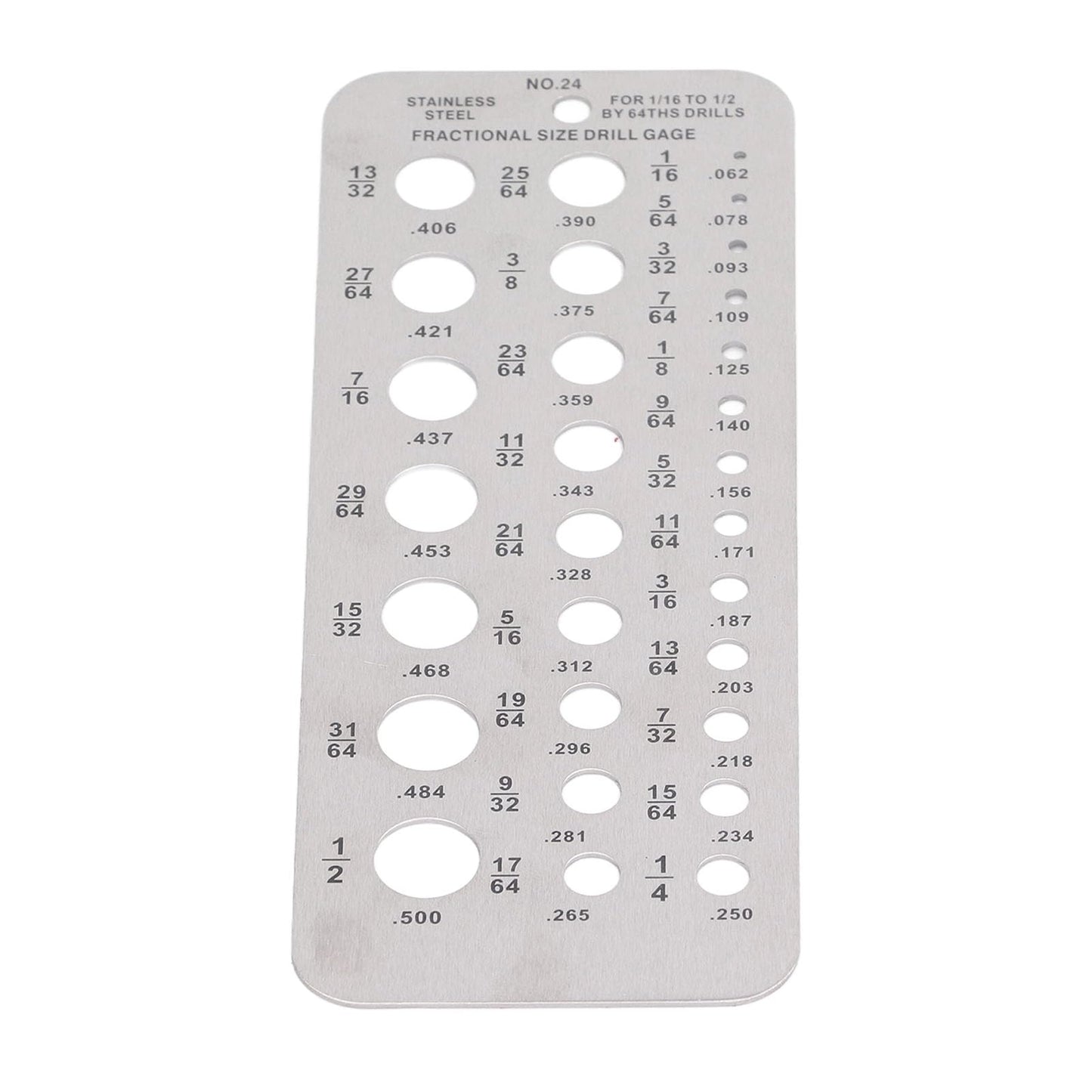 Calibre de Broca de Tamaño Fraccionario, Calibre de Broca de Tamaño Fraccionario Índice de Diámetro de Alambre de Acero Inoxidable para una Medición Precisa, Brocas de Longitud