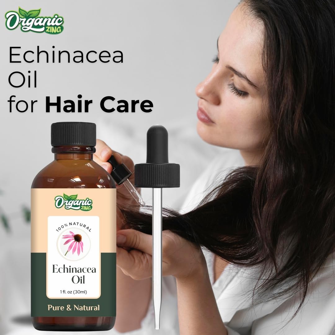 Organic Zing Echinacea (Echinacea angustifolia) Oil | Pure & Natural Carrier Oil for Skincare and Hair Care - 30ml/1.01fl oz