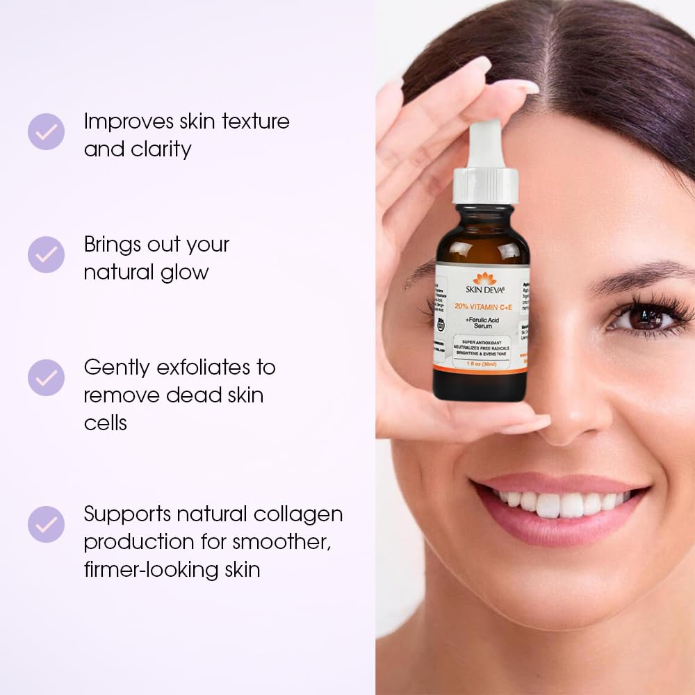 Serum antioxidante con Vitamina C, E y Ácido Ferúlico - ¡20% potente! Aporta luminosidad y combate los signos del envejecimiento. Tratamiento facial de alta calidad para una piel radiante y protegida. ¡Compra ahora!