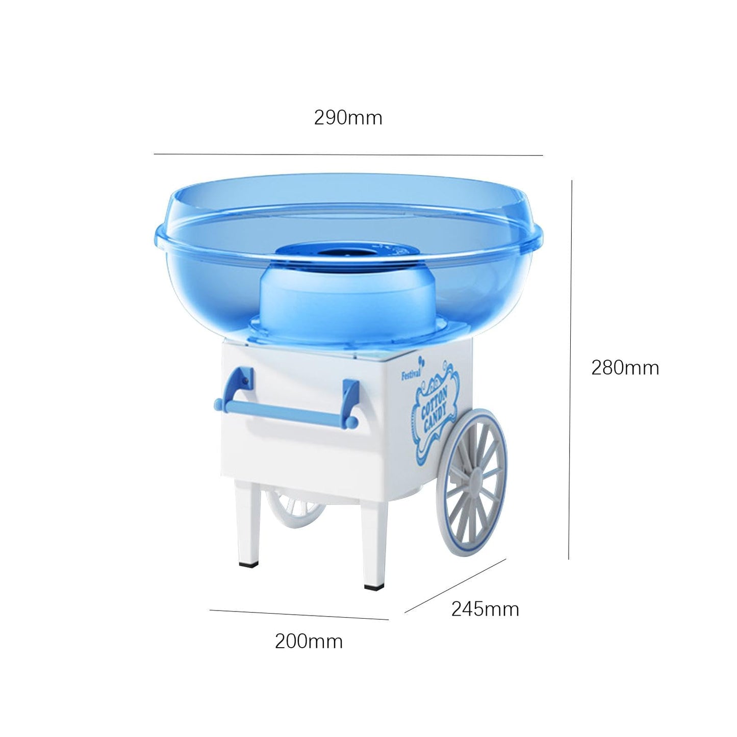 Fabricante de dulces, máquina de algodón de azúcar, máquina eléctrica de dulces para el hogar de 450W para carnaval, Azul