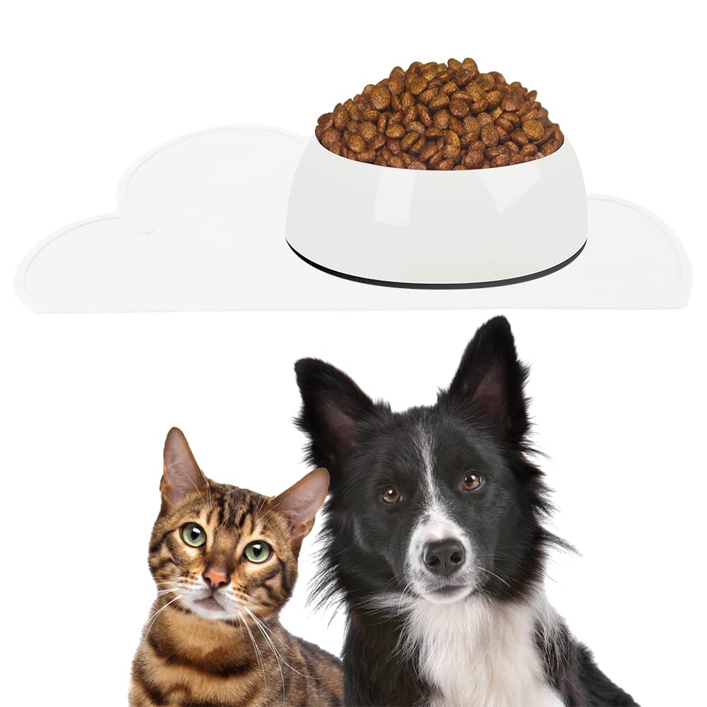 Alfombrilla de Alimentación de Silicona Blanca con Forma de Nube para Mascotas y Cachorros