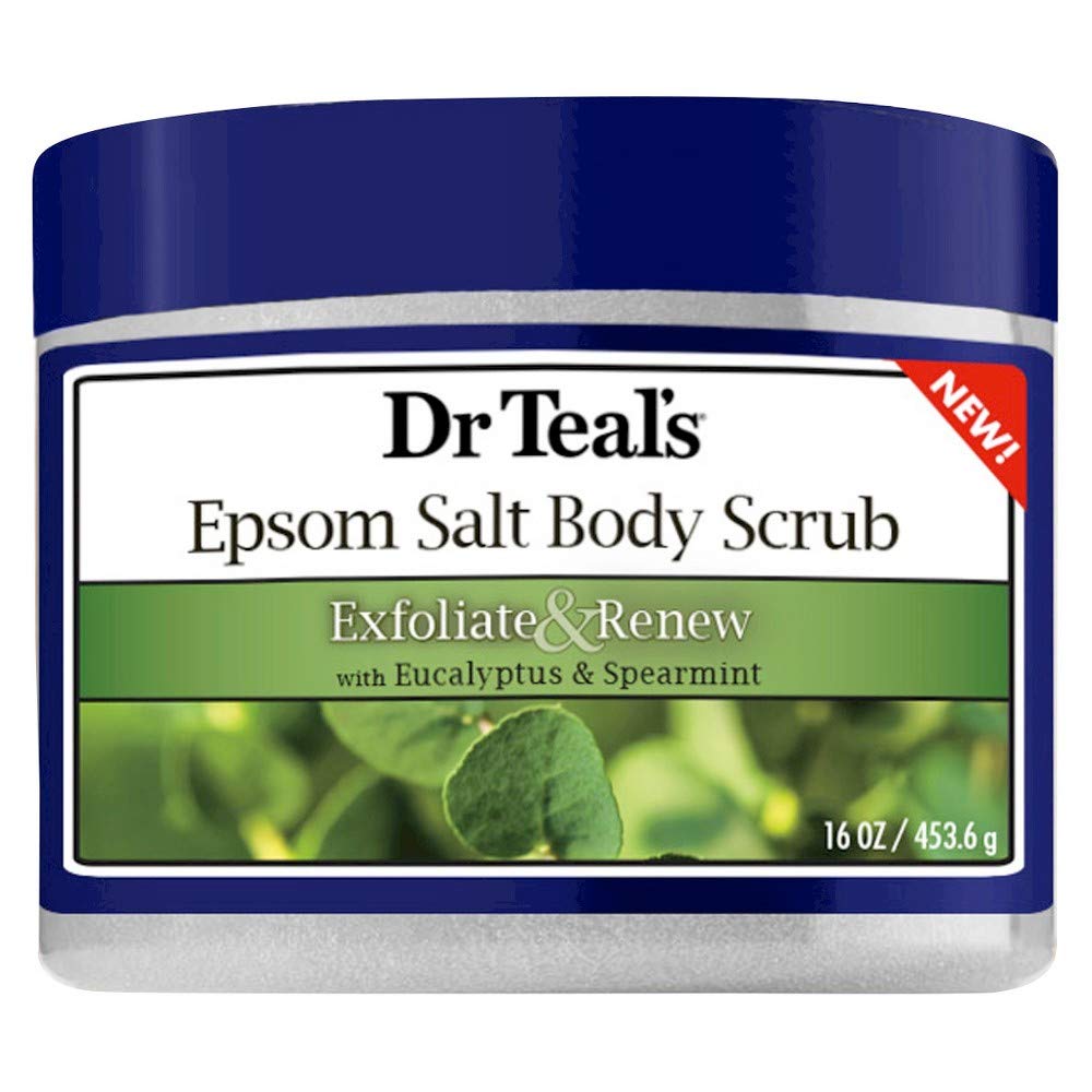 Dr Teal's Exfoliate & Renew Eucalyptus & Spearmint Epsom Sal Body Scrub 16 oz (Paquete de 2)