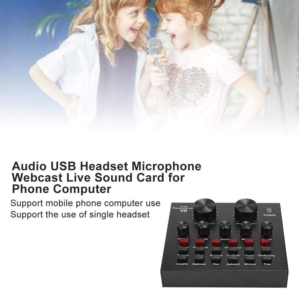 Tarjeta de Sonido V8 Mezclador de Audio portátil Volumen Ajustable