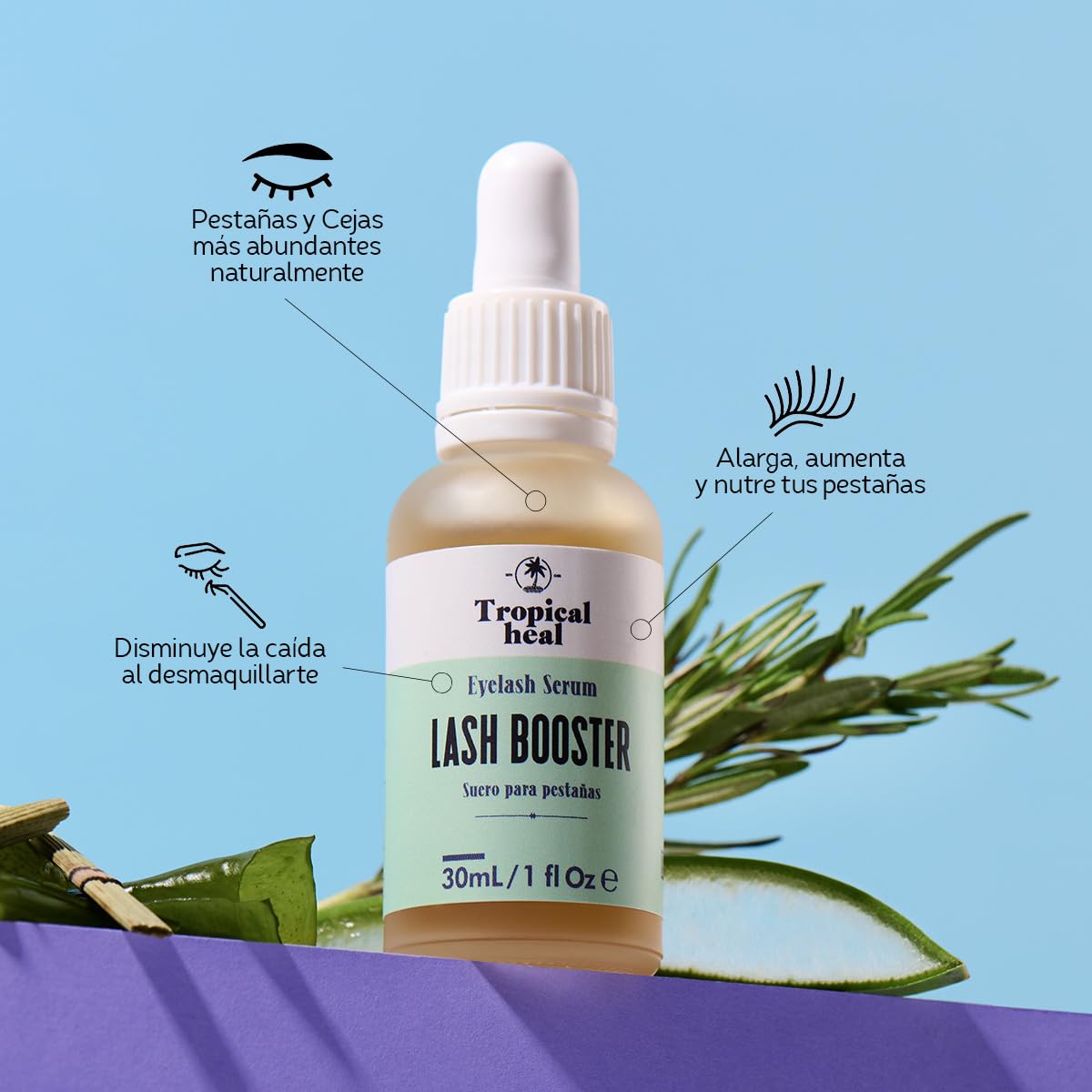 Tropical Heal - Kit Beauty Basics de Cuidado Facial en 4 Pasos - Serum Lash Booster, Ácido Hialurónico, Vitamina C y Limpiador Facial con Matcha