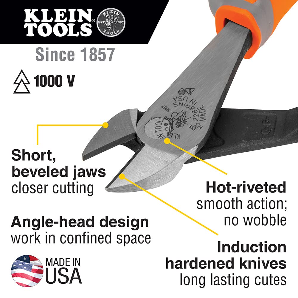 Klein Tools 9419R - Juego de herramientas aisladas de 1000 V con cortador diagonal, alicates de punta larga y 3 destornilladores, 5 piezas