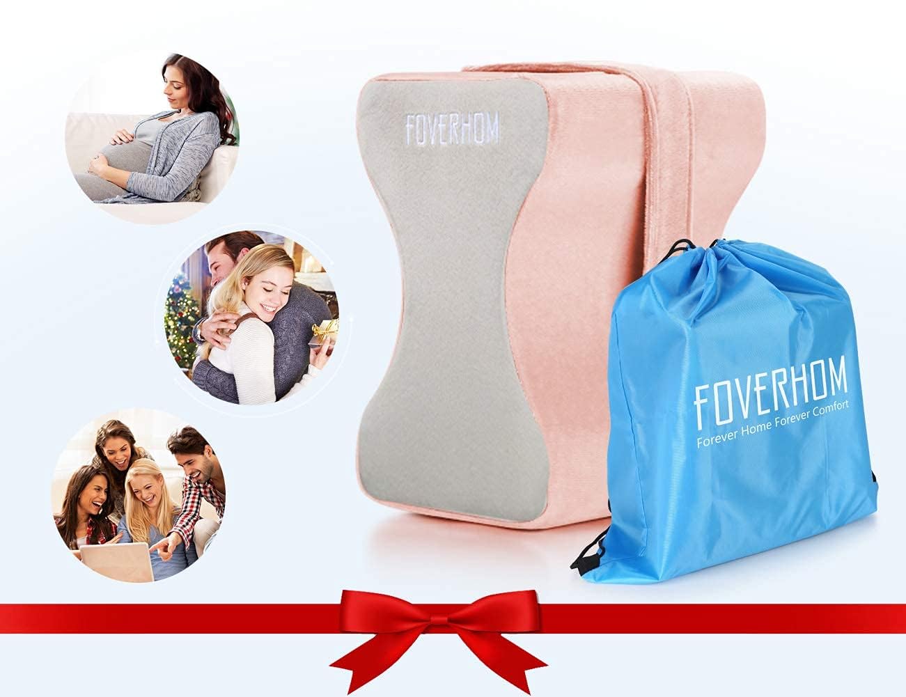 foverhom Almohada de Rodilla Ortopédica de Espuma Viscoelástica para Aliviar la Ciática,Almohada para la Pierna Dolor de Espalda, Embarazo, Dolor de Piernas, Dolor de Cadera y Alivio de Ciática