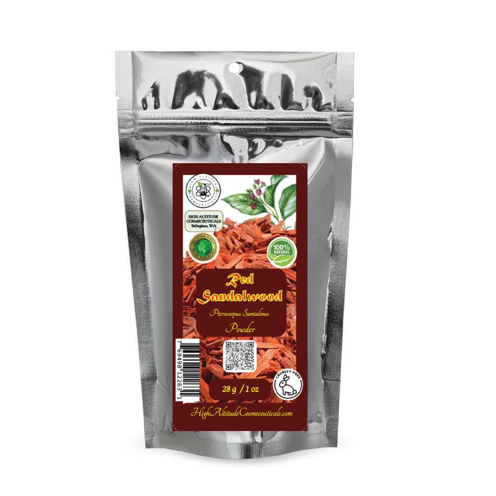 Polvo de sándalo rojo de 1 oz (Pterocarpus Santalinus) para el cuidado del cabello de la piel, meditación espiritual, quema de incienso, infusión, terapéutico, cosmético