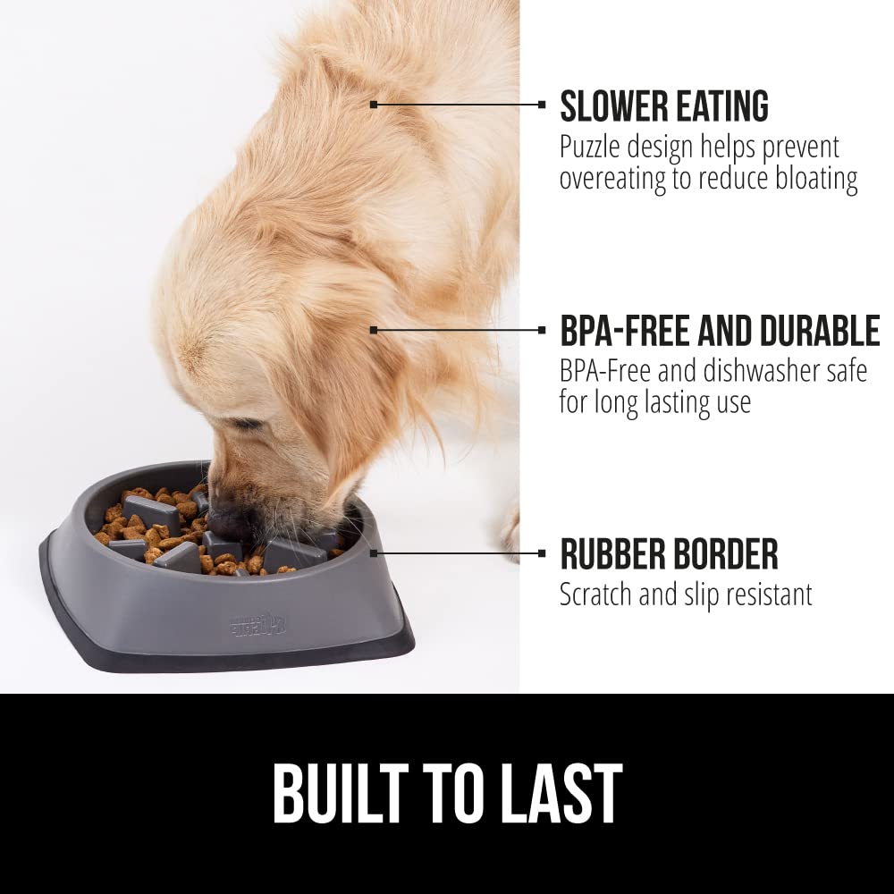 Gorilla Grip Cuenco antideslizante de alimentación lenta para mascotas, 2 tazas, ralentiza los alimentos, hábito de alimentación saludable, reduce a los perros de comer en exceso, mejora la digestión de las mascotas, apto para lavavajillas, para alimentos