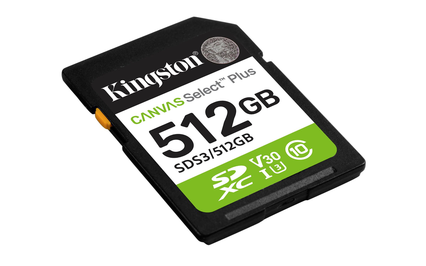 Kingston Tarjeta De Memoria SD, Canvas Select Plus Gen3, Capacidad: 512GB, Full HD, Clase 10, UHS-I, U3, V30, Lectura: 150MB/s, SKU: SDS3/512GB