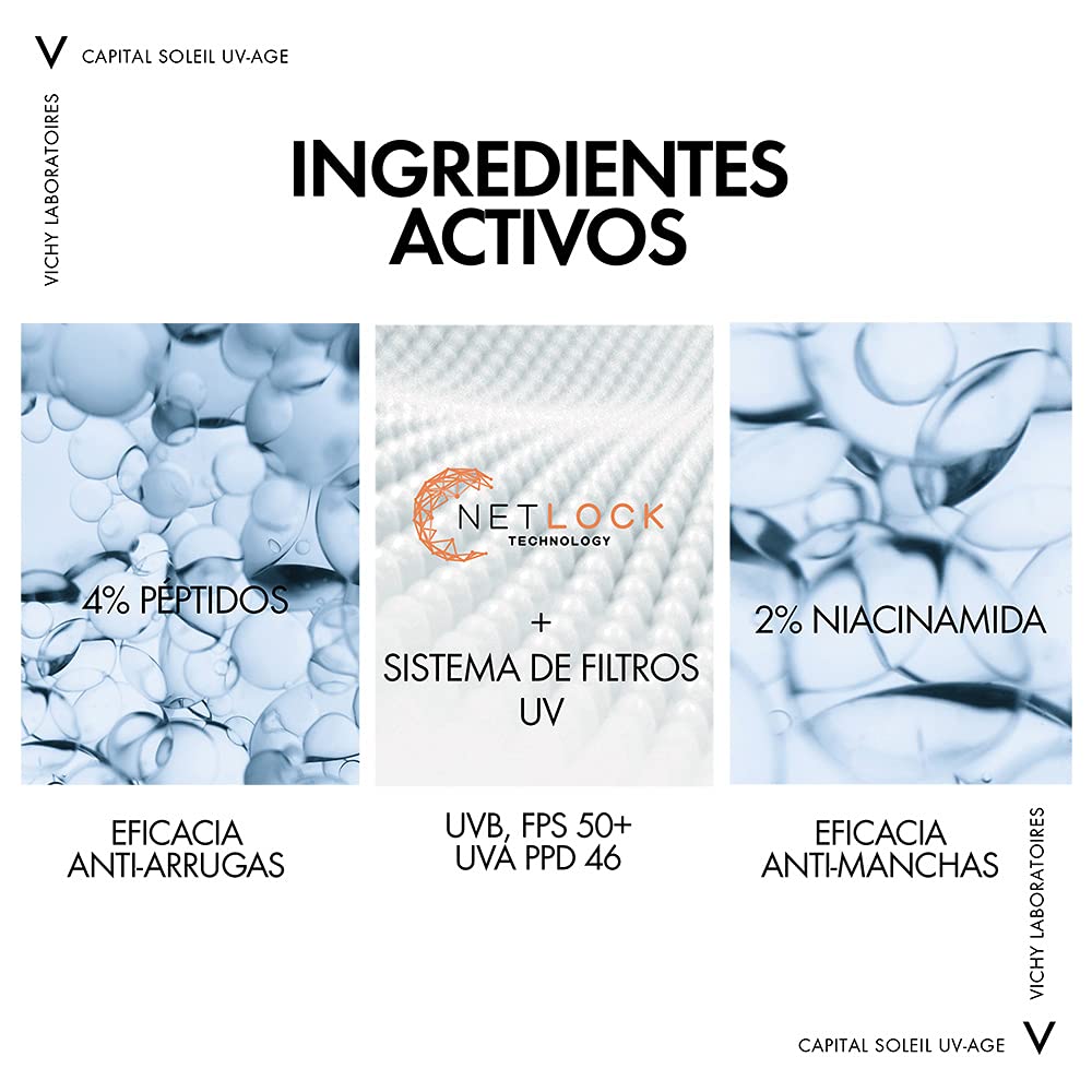 Vichy Vichy protector solar facial fluido anti edad con vitamina e capital soleil uv-age fps50+ 40ml + Ha epidermic filler: serum anti arrugas de acido hialuronico