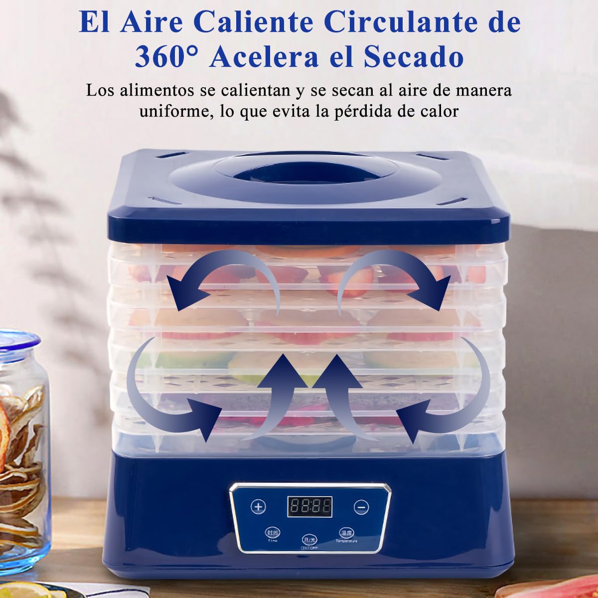 AHILAX Deshidratador de Alimentos Máquina Deshidratadora de Frutas y Verduras con 5 Bandejas, Secadora Eléctrico de Alimentos con Control de Temperatura Y Temporizador Ajustable para Carnes y Hierbas
