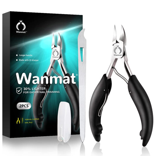 Wanmat Corta Uñas de los Pies para Uñas Encarnadas o Gruesas,Corta Uñas de los Pies y Corta Uñas Profesional para Ancianos con Cuchillas Quirúrgicas de Acero Inoxidable Afiladas y Mango Suave(2 Piezas)
