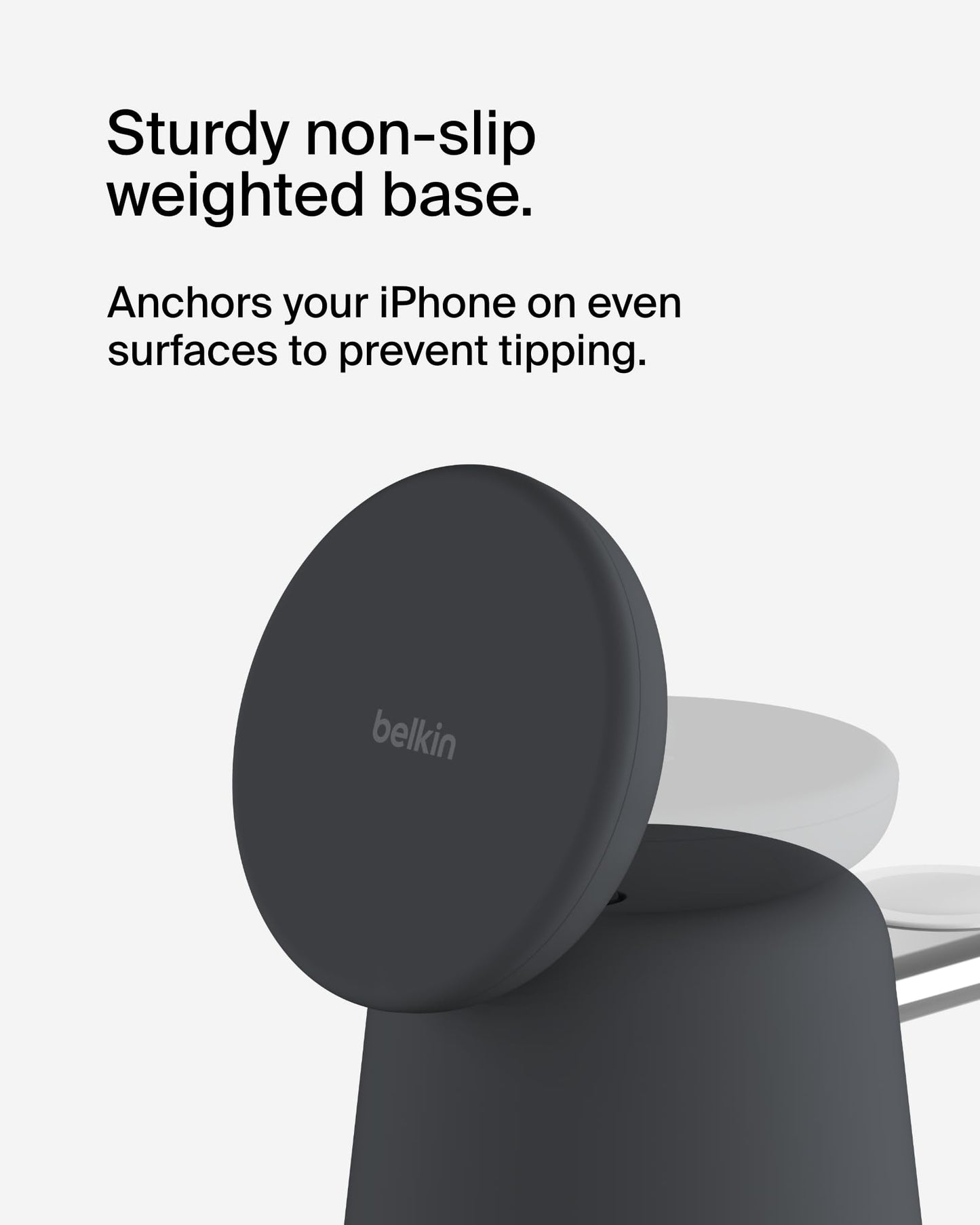 Belkin MagSafe 2 en 1 Base de Carga inalámbrica MagSafe 15W Cargador de iPhone de Carga rápida Compatible con iPhone 12 en adelante, AirPods y Apple Watch