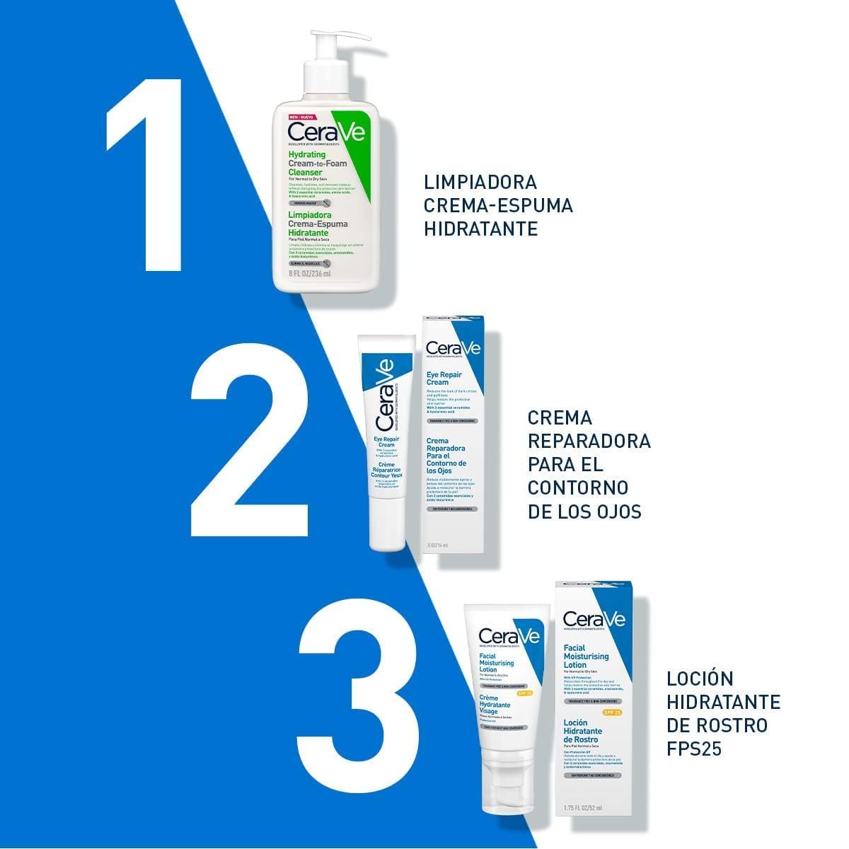 CeraVe Loción Hidratante de Rostro FPS25 |52ml| Hidratante facial diario con protector solar | Libre de fragancia
