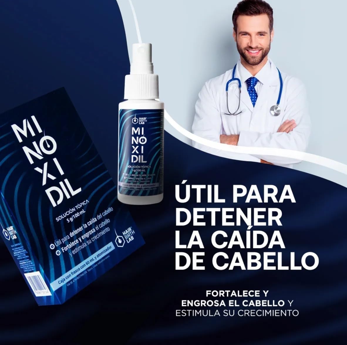 Minoxidil 5% 60 ml Hair Birth Lab Pack de 4