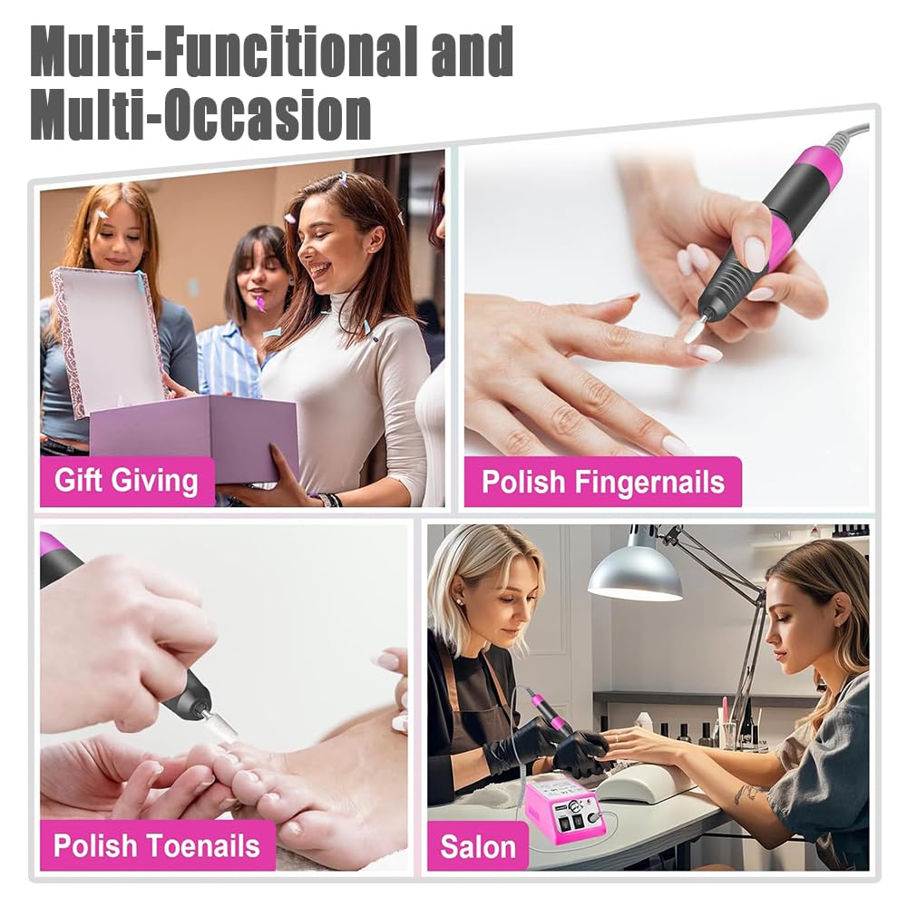 Kit De Taladro Eléctrico Para Uñas Pinkiou Gris Pluma Profesional Manicura y Pedicura