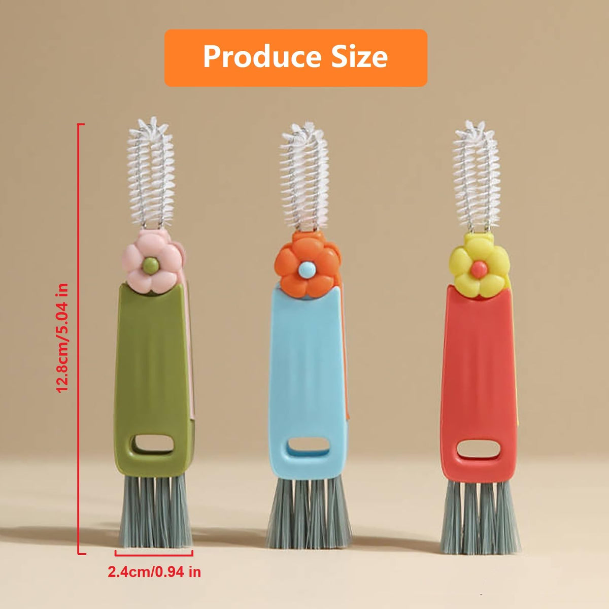 Paquete de 3 cepillos de limpieza – Cuello de botella de limpieza profunda, pajitas y tapas de taza, depurador de espacio apretado 3 en 1 para botellas de agua, tazas de viaje, cocina en casa y