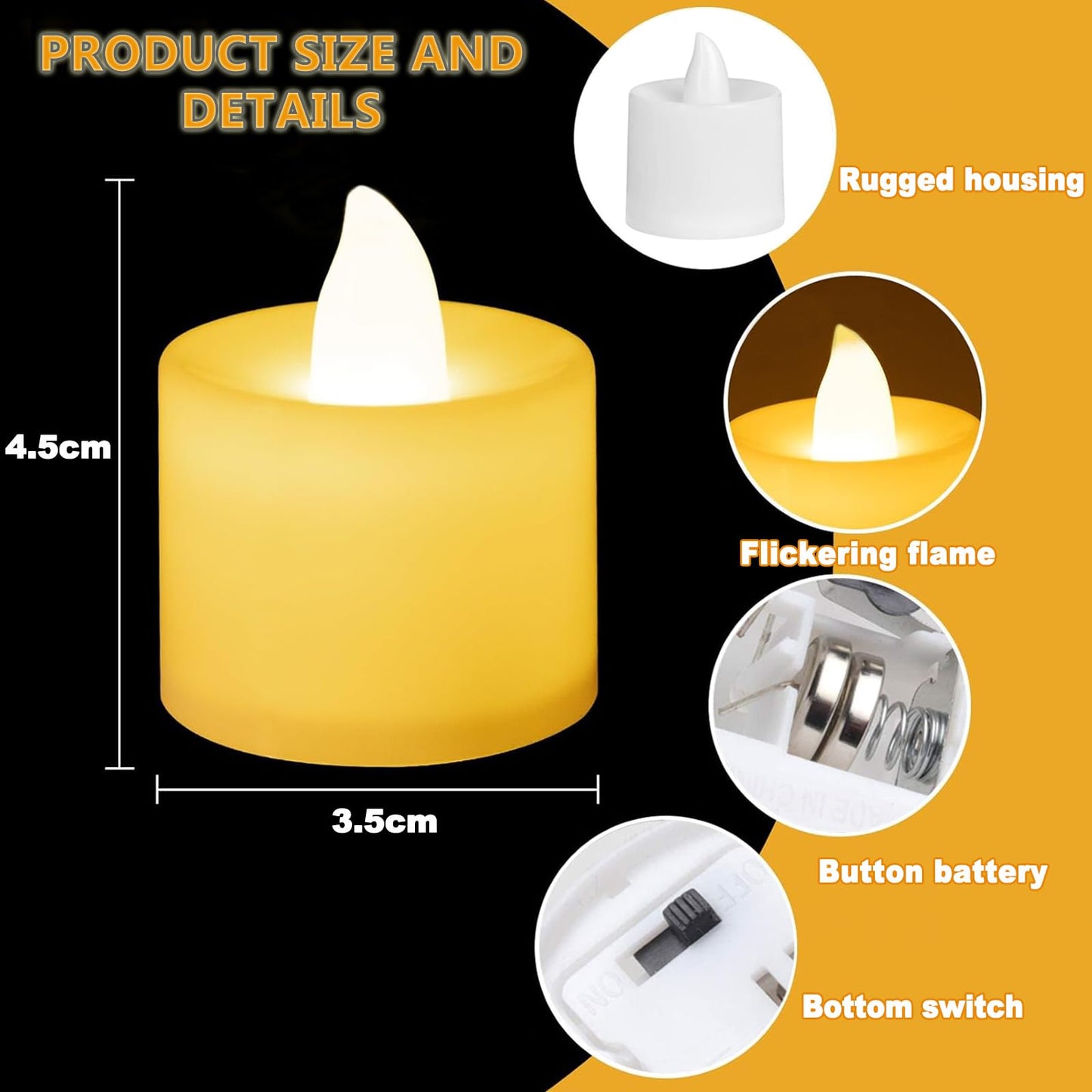 Velas LED de Electrónica Parpadeantes Pequeñas para Decoración Interior y Exterior