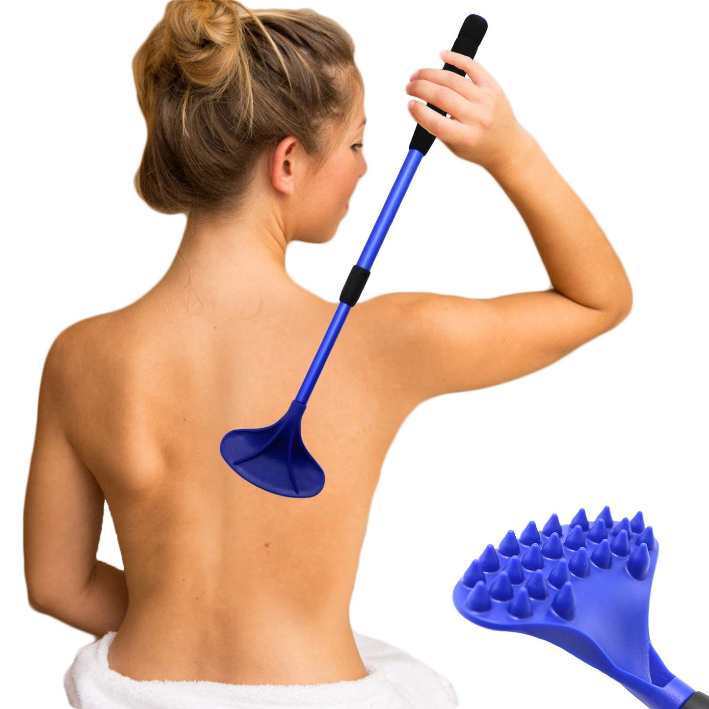 EASACE Back Scratcher for Women Men Extendable with Strong ABS Massage Head, 21inch Body Scratcher for Adults - Pets Compact - Retractable(Blue)