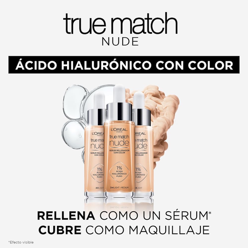 L'Oréal Paris Cosmetics True Match Serum Rellenador con Color Y Ácido Hialurónico, Tono 1-2 Rosy Light