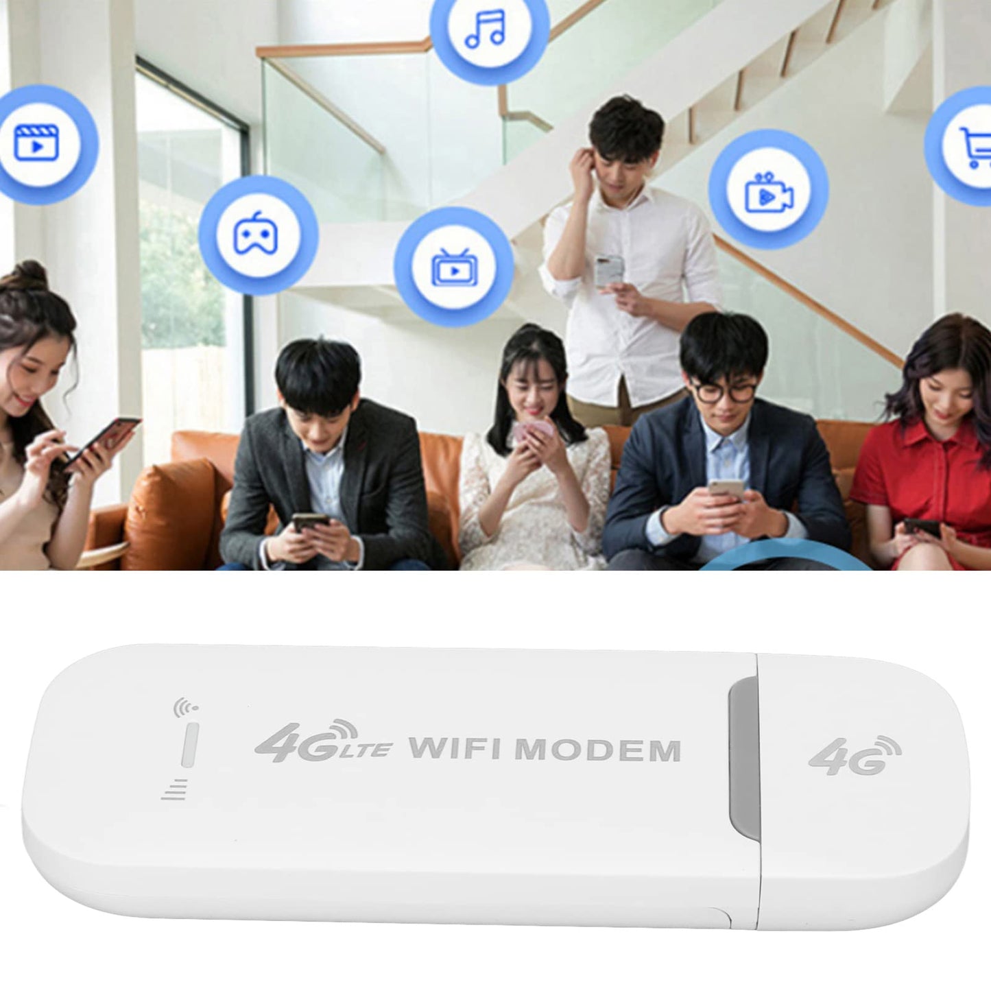 4G LTE USB WiFi Router Módem Dongle con Ranura para Tarjeta SIM, Punto de Acceso WiFi Móvil,Dispositivos Internet Red Inalámbrica para Teléfono Tableta Portátil,10 Usuarios,150Mbps