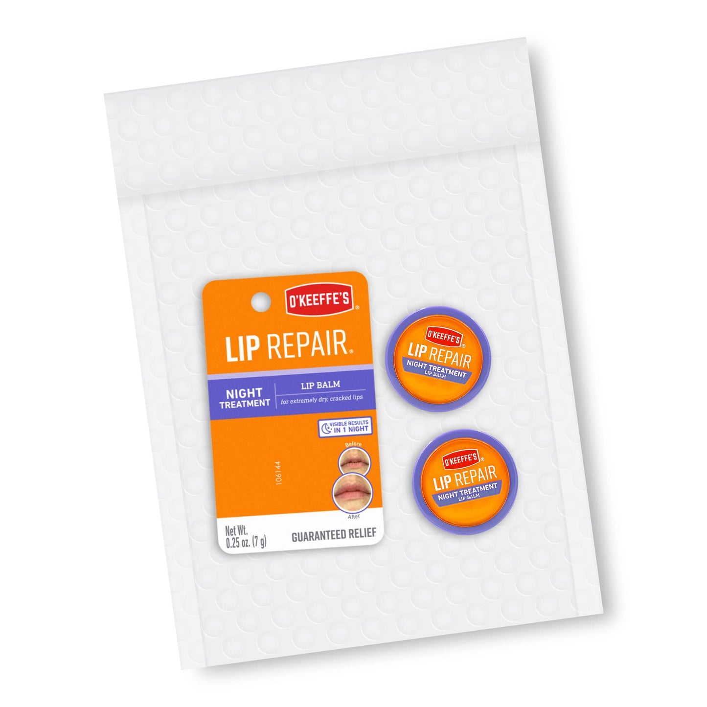 O'Keeffe's Lip Repair Night Treatment Lip Balm, .25 Ounce Jar, (Pack of 2)